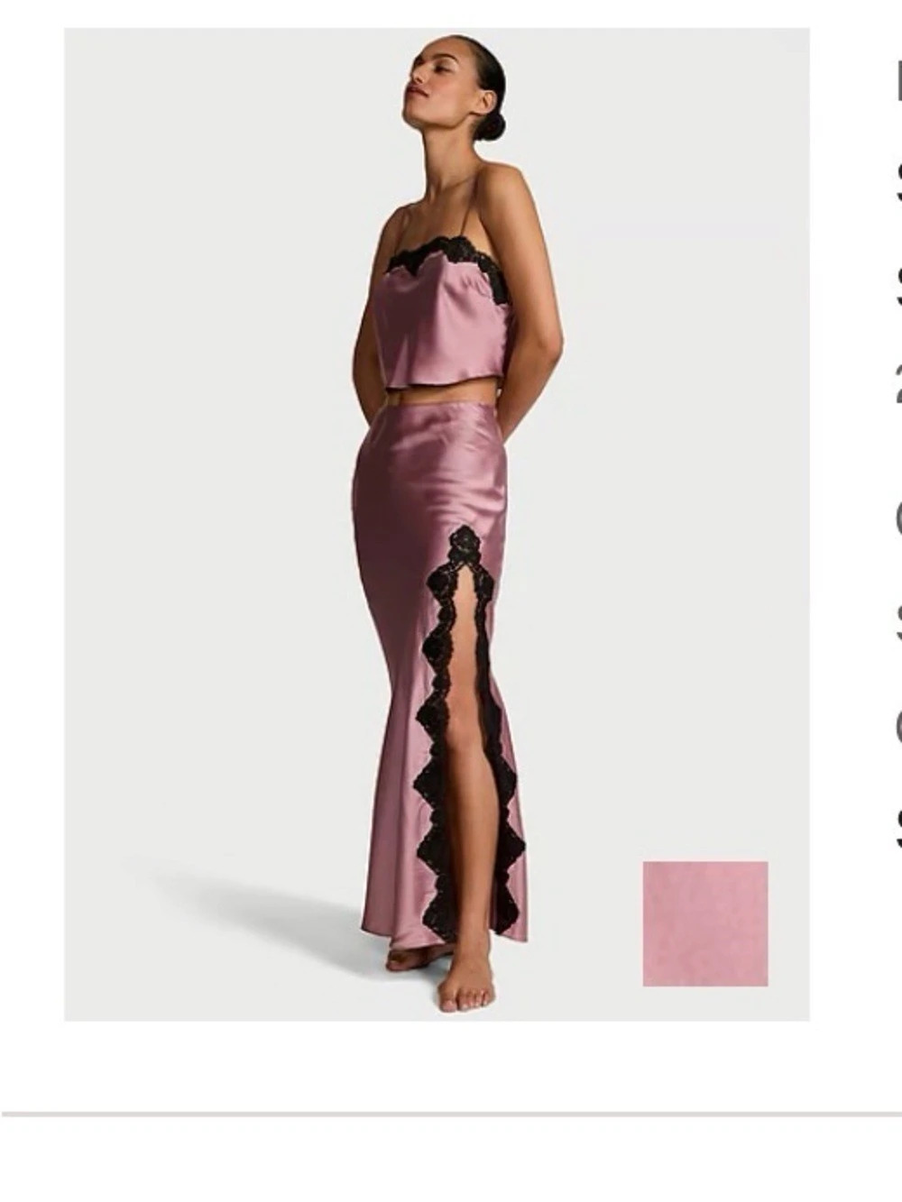 Victoria's Secret Dream Angels Satin Lace-Trim Cropped Top & Slip Skirt Set Pink